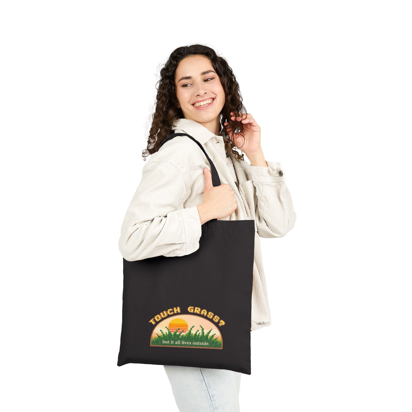 Touch Grass But It All Lives Outside Tote Bag | Chronically Online Gift | Gamer Bag | Funny Introvert Tote