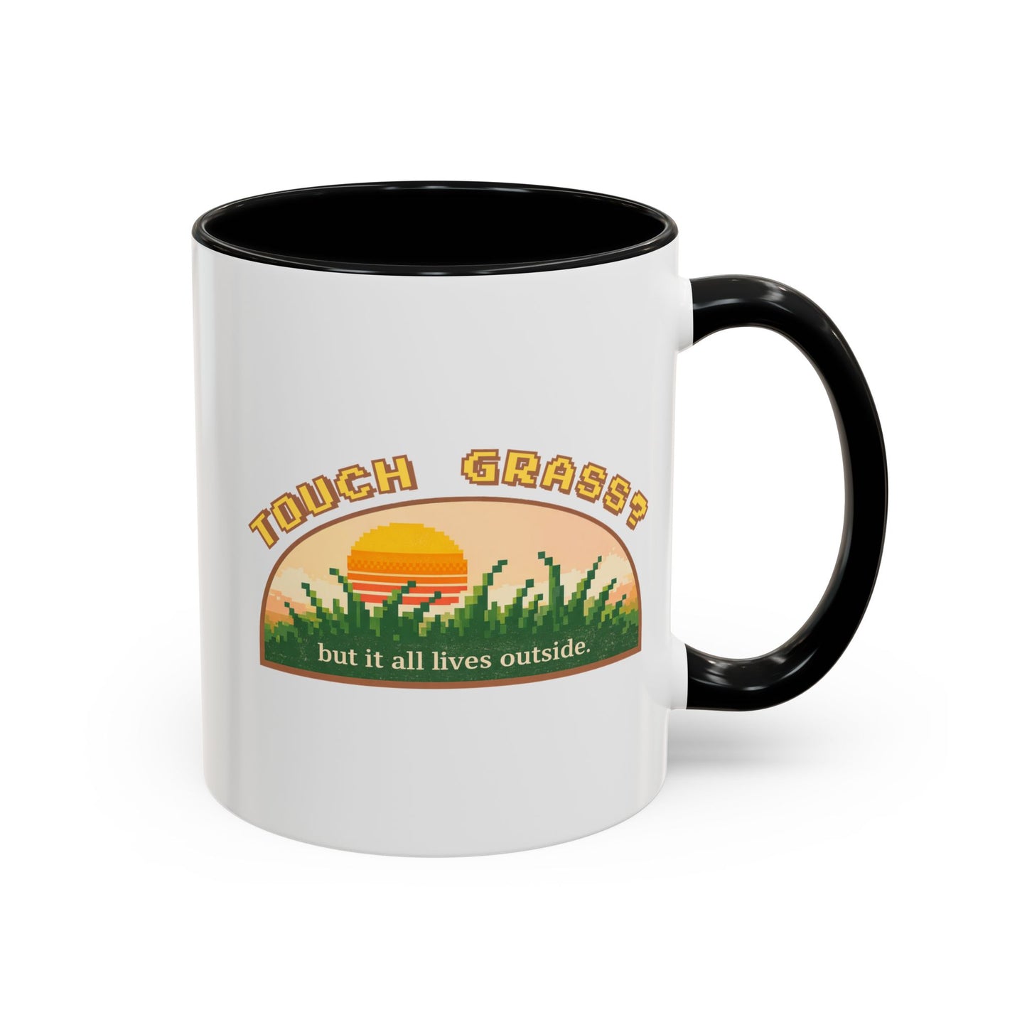 Touch Grass But It All Lives Outside Mug | Chronically Online Gift | Gamer Mug | Two-Tone Mug