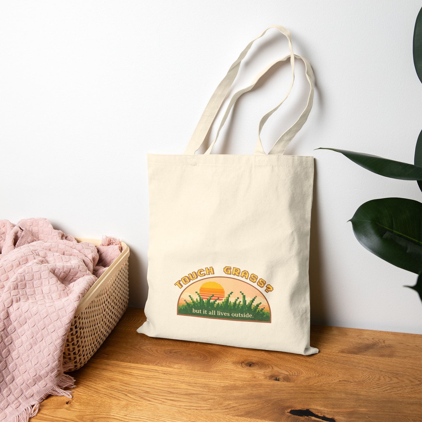 Touch Grass But It All Lives Outside Tote Bag | Chronically Online Gift | Gamer Bag | Funny Introvert Tote
