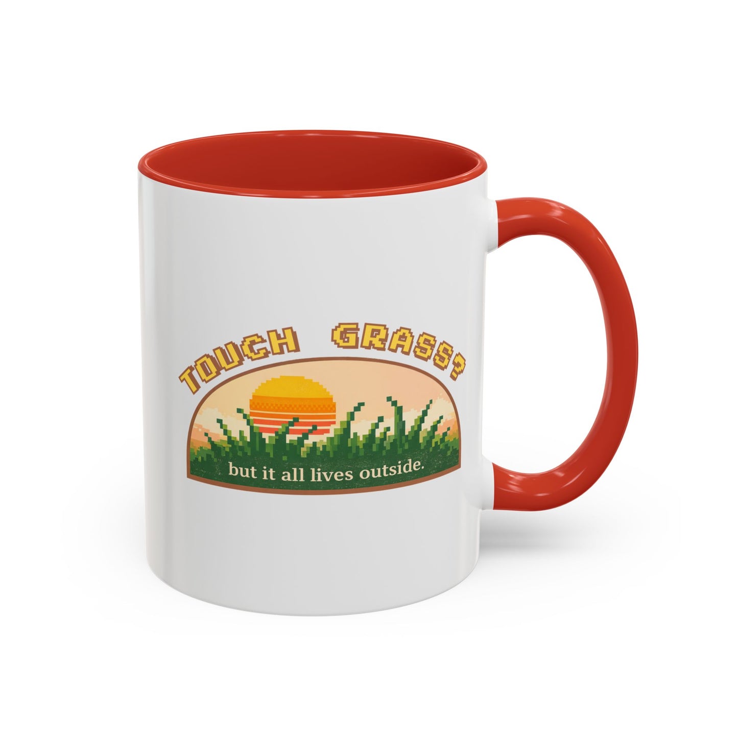 Touch Grass But It All Lives Outside Mug | Chronically Online Gift | Gamer Mug | Two-Tone Mug