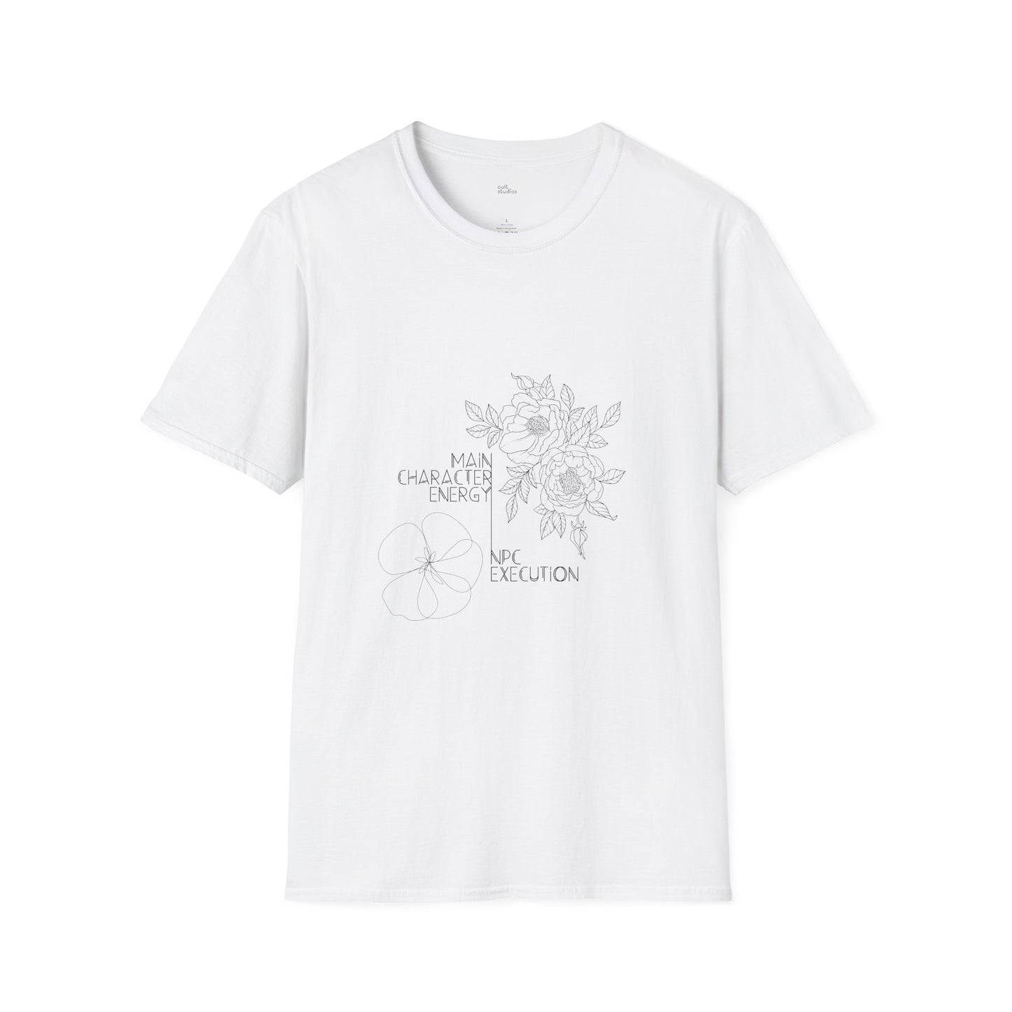 Main Character Energy NPC Execution T-Shirt | Gamer Humor | Self-Aware Gift | Line Art Design