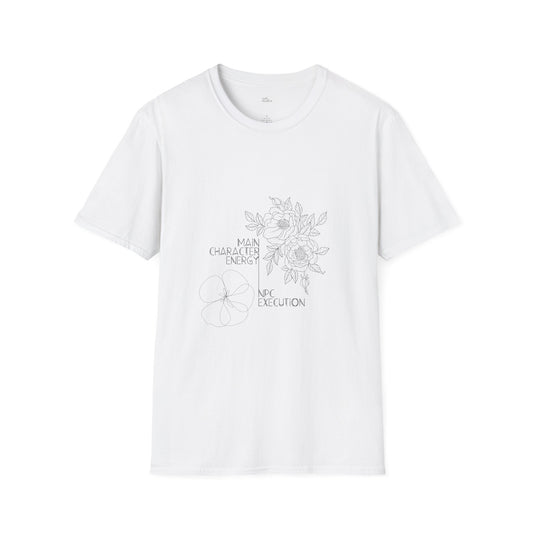 Main Character Energy NPC Execution T-Shirt | Gamer Humor | Self-Aware Gift | Line Art Design