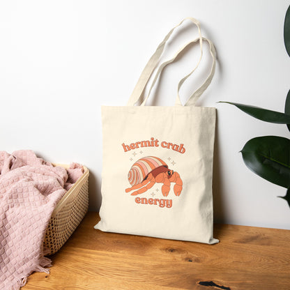 Hermit Crab Energy Tote Bag | Introvert Gift | Cozy Homebody Bag | Cute Animal Tote