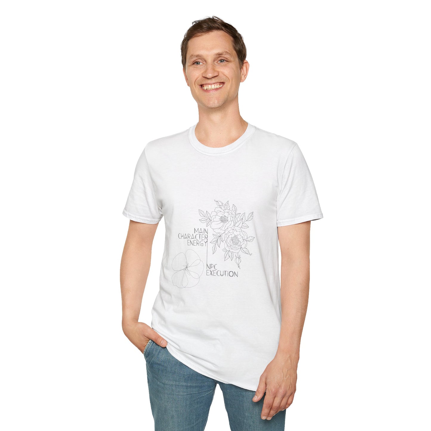 Main Character Energy NPC Execution T-Shirt | Gamer Humor | Self-Aware Gift | Line Art Design