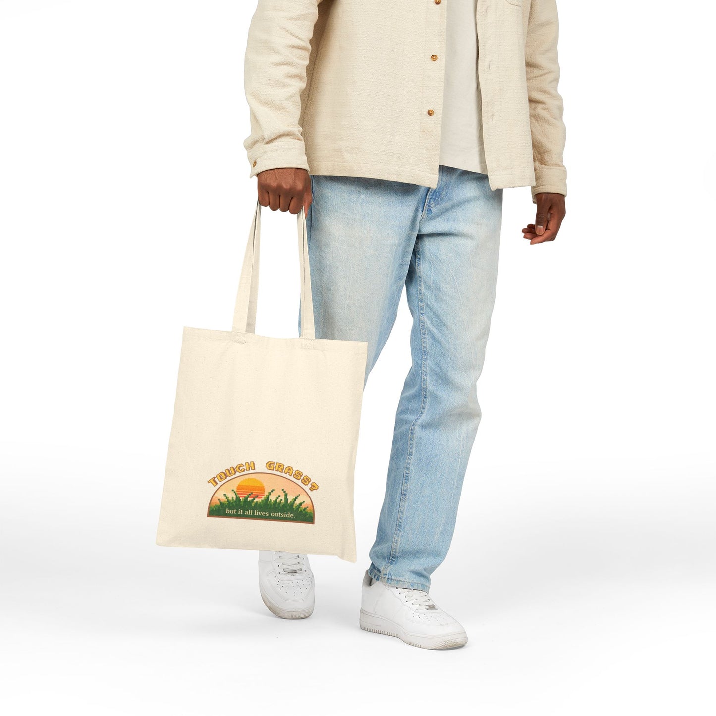 Touch Grass But It All Lives Outside Tote Bag | Chronically Online Gift | Gamer Bag | Funny Introvert Tote