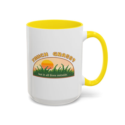 Touch Grass But It All Lives Outside Mug | Chronically Online Gift | Gamer Mug | Two-Tone Mug