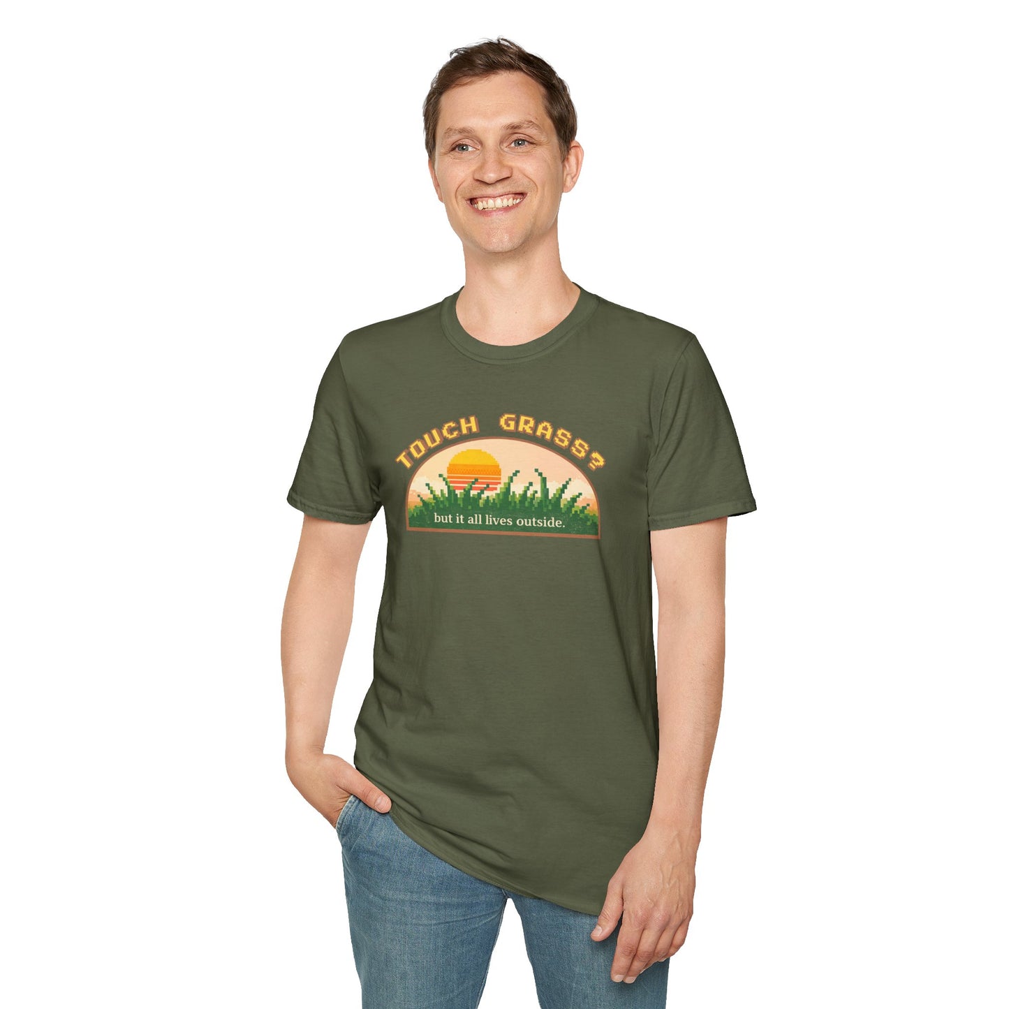 Touch Grass But It All Lives Outside T-Shirt | Chronically Online Humor | Gamer Introvert Gift