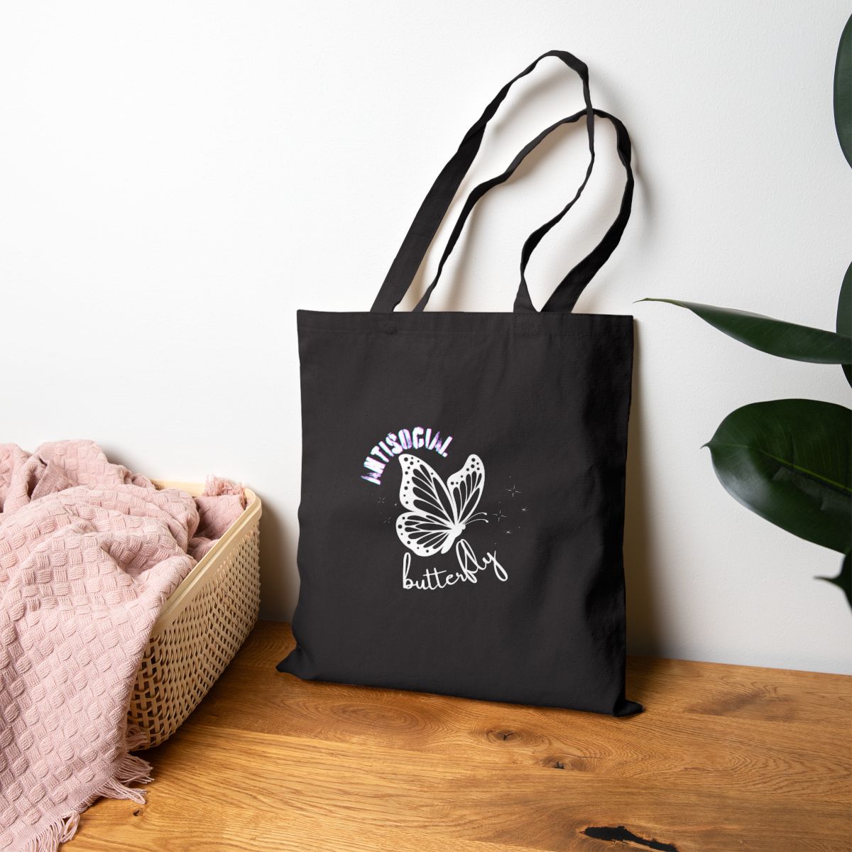 Antisocial Butterfly Tote Bag | Introvert Gift | Selectively Social Bag | Funny Hermit Tote