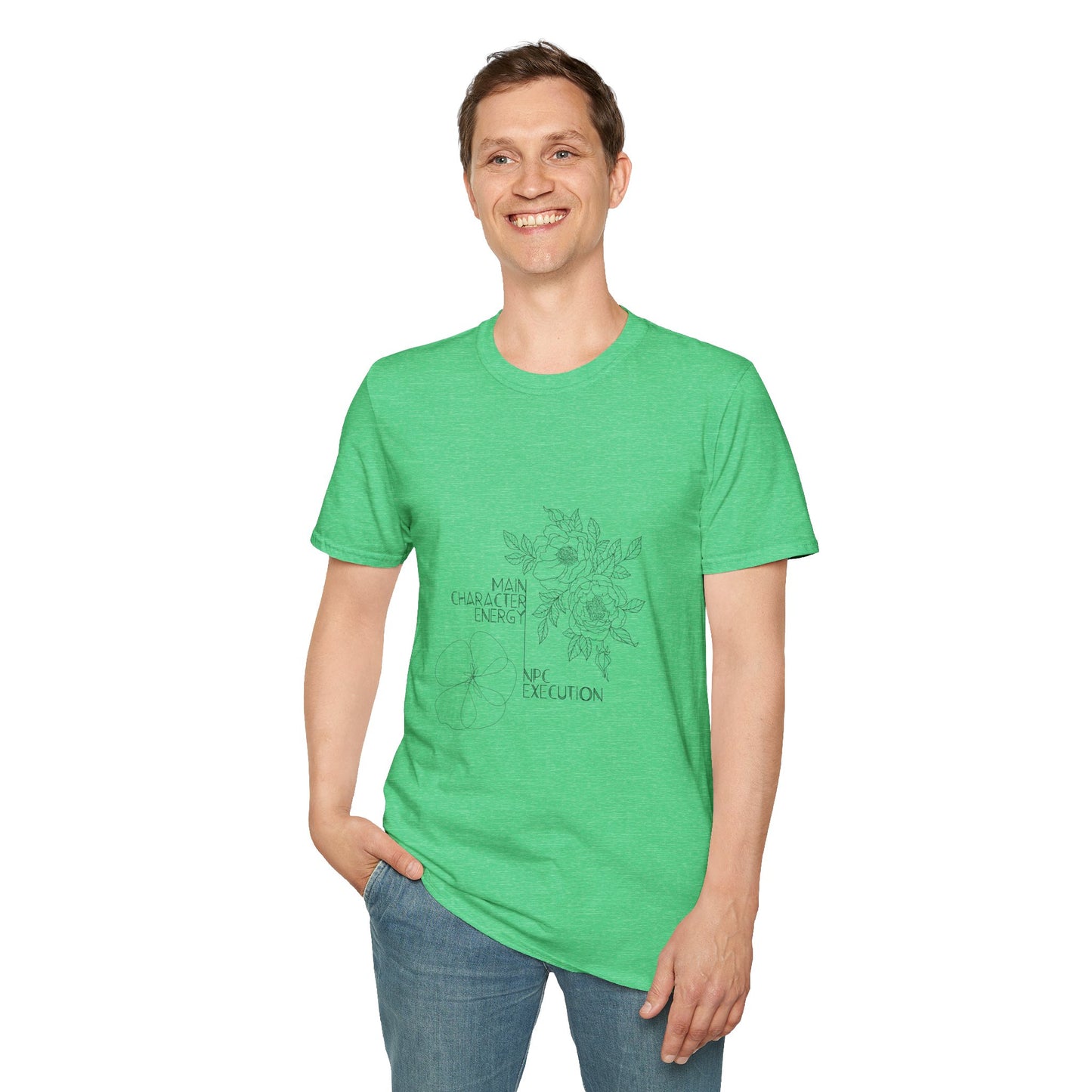 Main Character Energy NPC Execution T-Shirt | Gamer Humor | Self-Aware Gift | Line Art Design