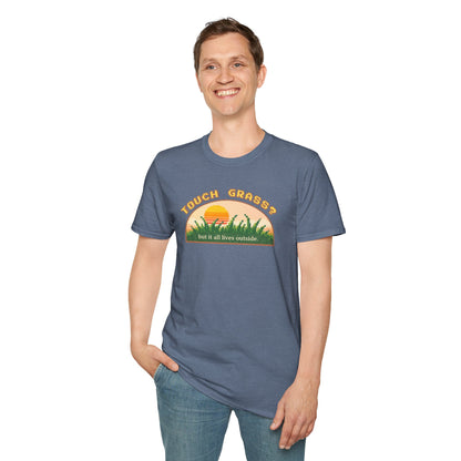 Touch Grass But It All Lives Outside T-Shirt | Chronically Online Humor | Gamer Introvert Gift