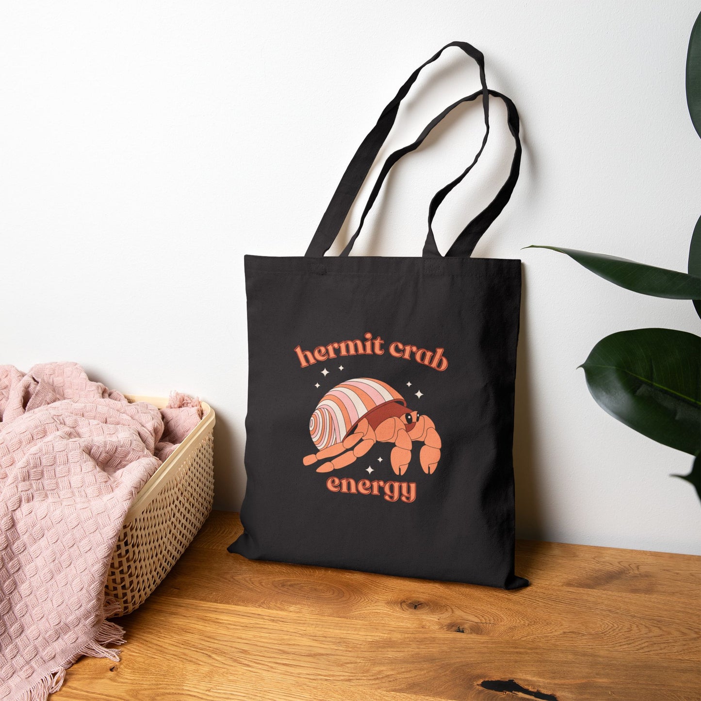 Hermit Crab Energy Tote Bag | Introvert Gift | Cozy Homebody Bag | Cute Animal Tote