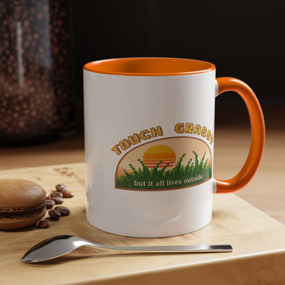 Touch Grass But It All Lives Outside Mug | Chronically Online Gift | Gamer Mug | Two-Tone Mug