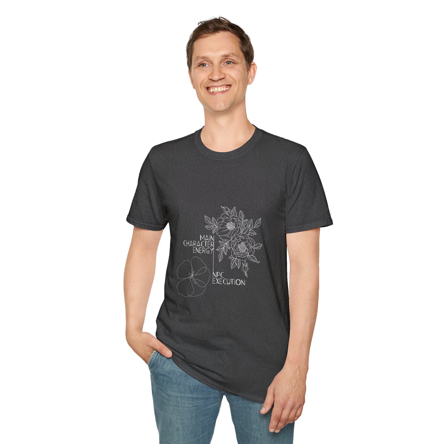 Main Character Energy NPC Execution T-Shirt | Gamer Humor | Self-Aware Gift | Line Art Design