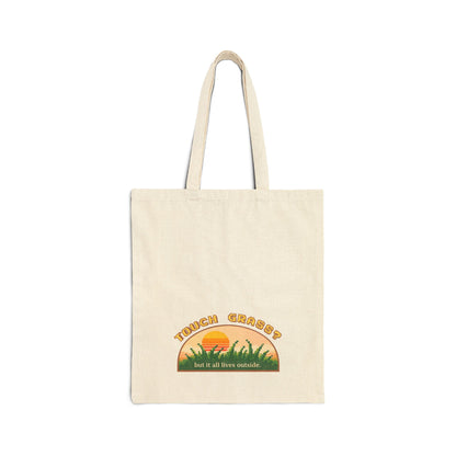 Touch Grass But It All Lives Outside Tote Bag | Chronically Online Gift | Gamer Bag | Funny Introvert Tote