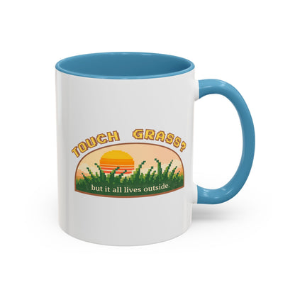 Touch Grass But It All Lives Outside Mug | Chronically Online Gift | Gamer Mug | Two-Tone Mug
