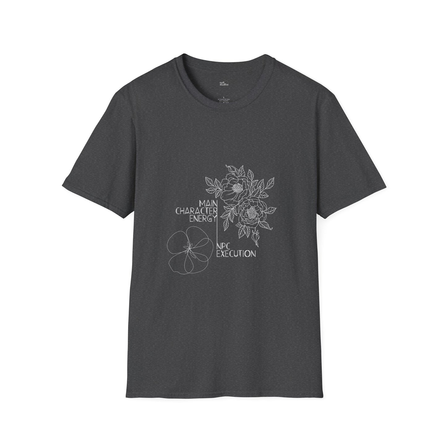 Main Character Energy NPC Execution T-Shirt | Gamer Humor | Self-Aware Gift | Line Art Design