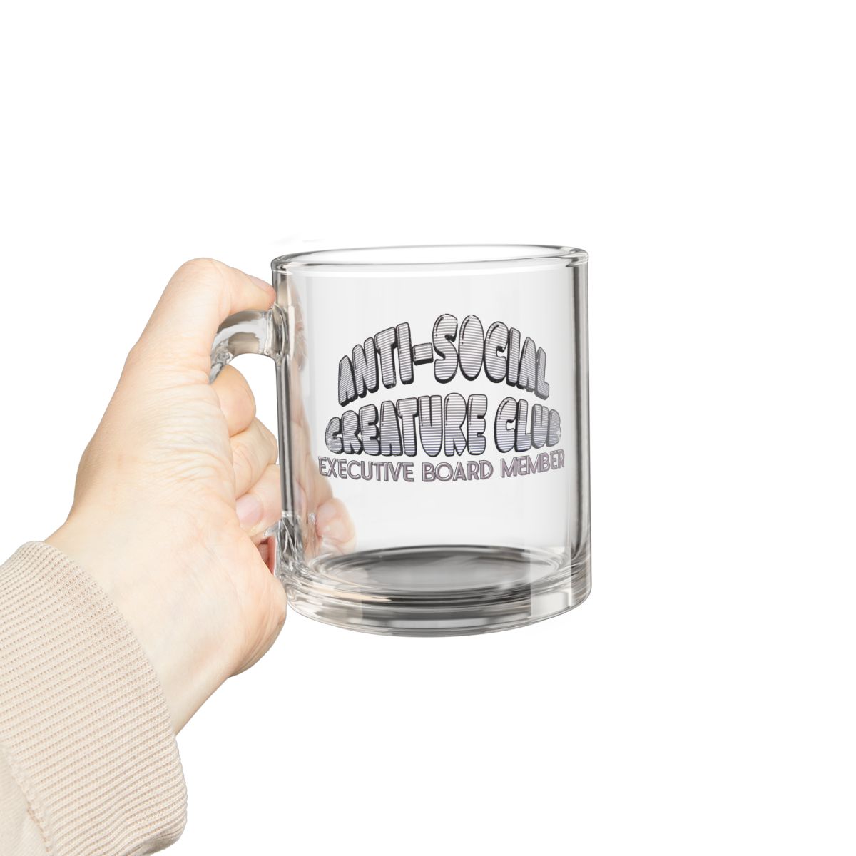Anti-Social-Creature-Club-Glass-Mug--Executive-Board-Member--Clear-Glass-Coffee-Mug--Introvert-Gift-02